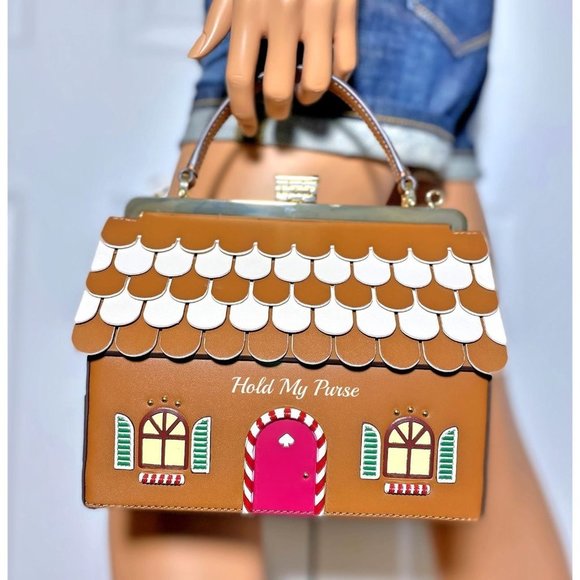 Kate Spade Gingerbread House Handbag & Gingerbread Man Keychain Charm NWT - Picture 5 of 15